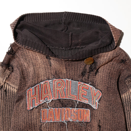 *one-off harley-davidson dust broken knit hoodie , with kapper badge