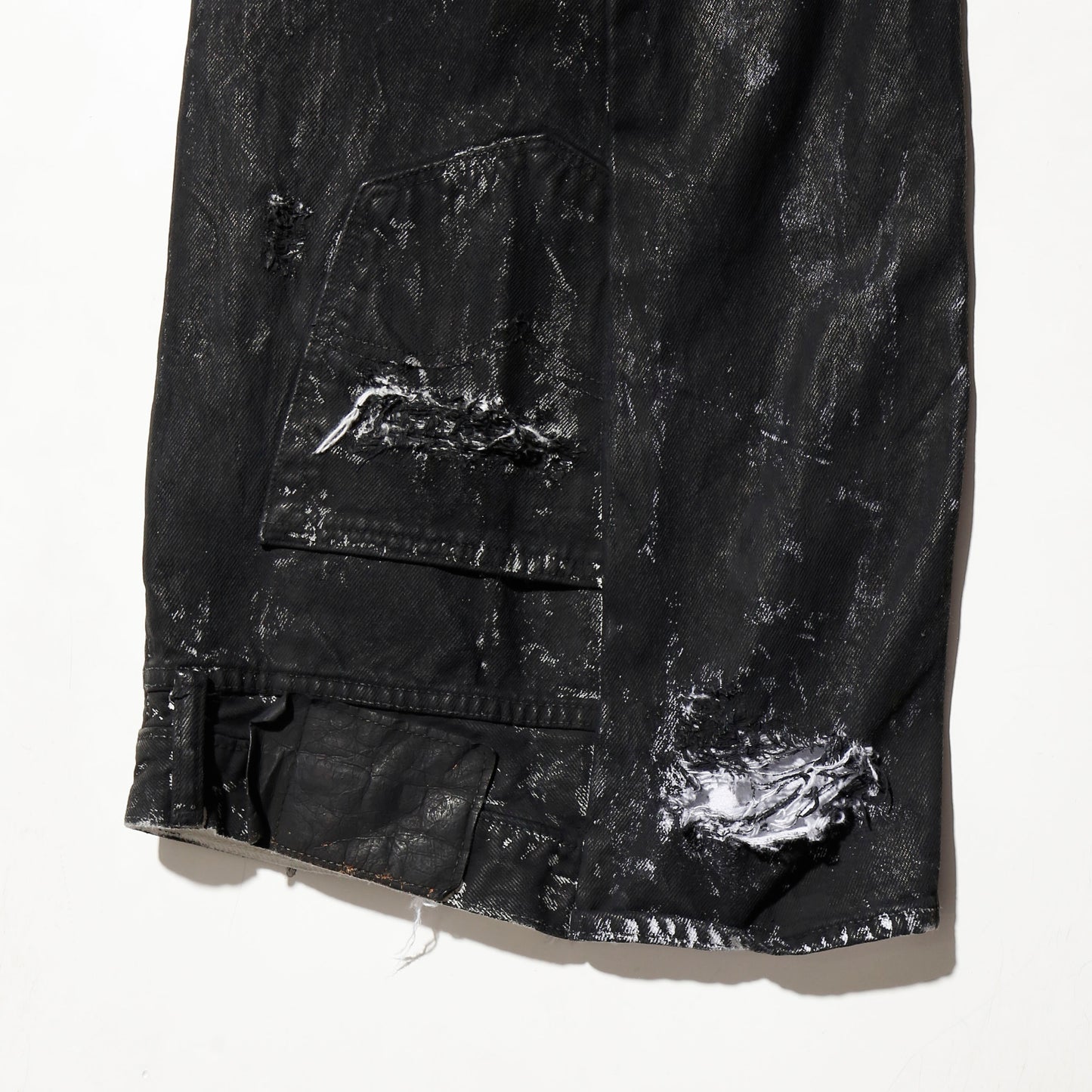 *one-off broken upside down jeans: model- dust black