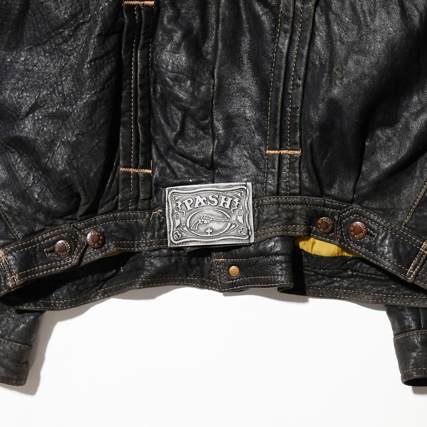 vintage 80's euro stiched leather trucker jacket
