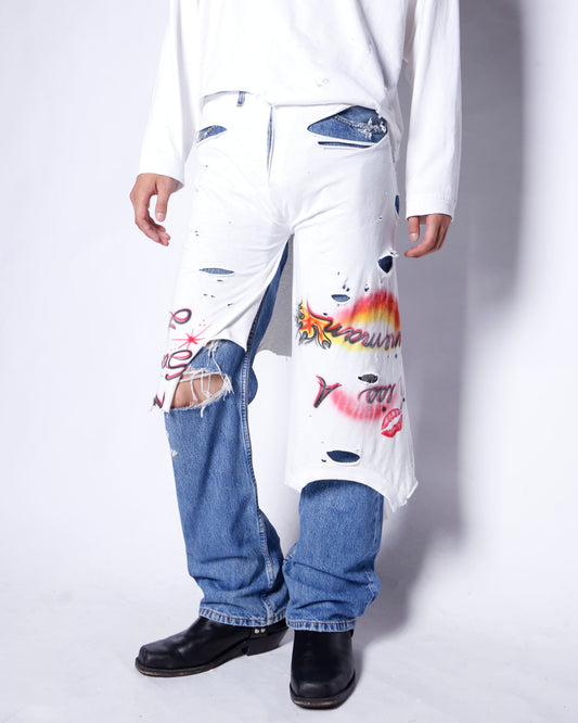 *one-off broken layered trousers