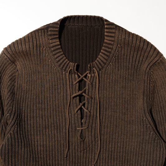 vintage acid lace up rib sweater