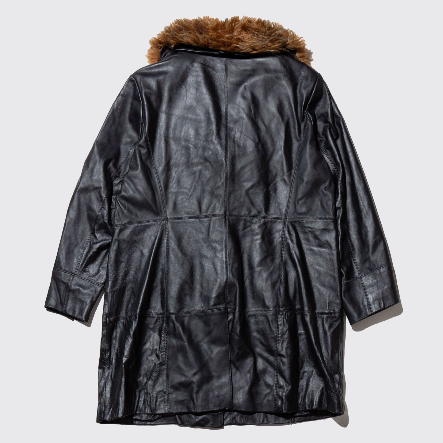 vintage fur collar leather coat