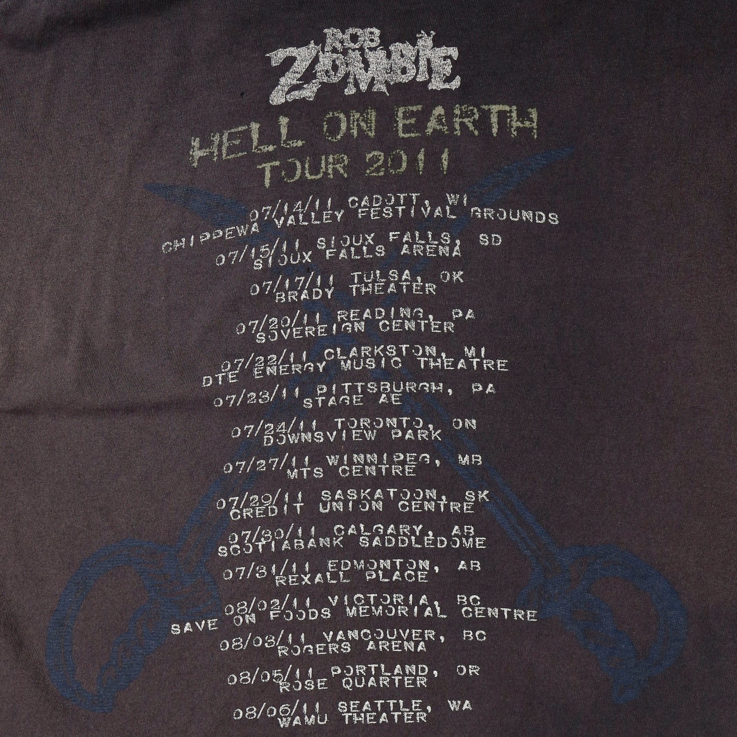 vintage the Rob Zombie "hell on earth" tour2011 t-shirt