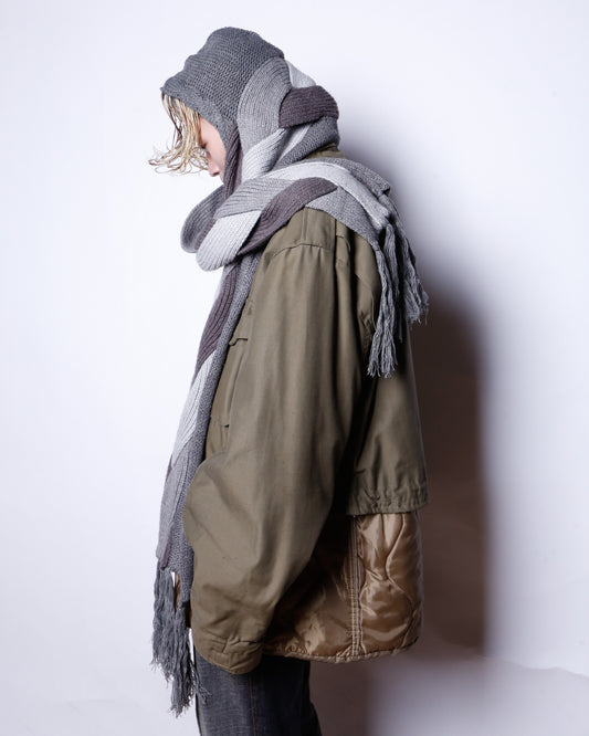 *one-off with muffler cropped field jacket , detachable liner