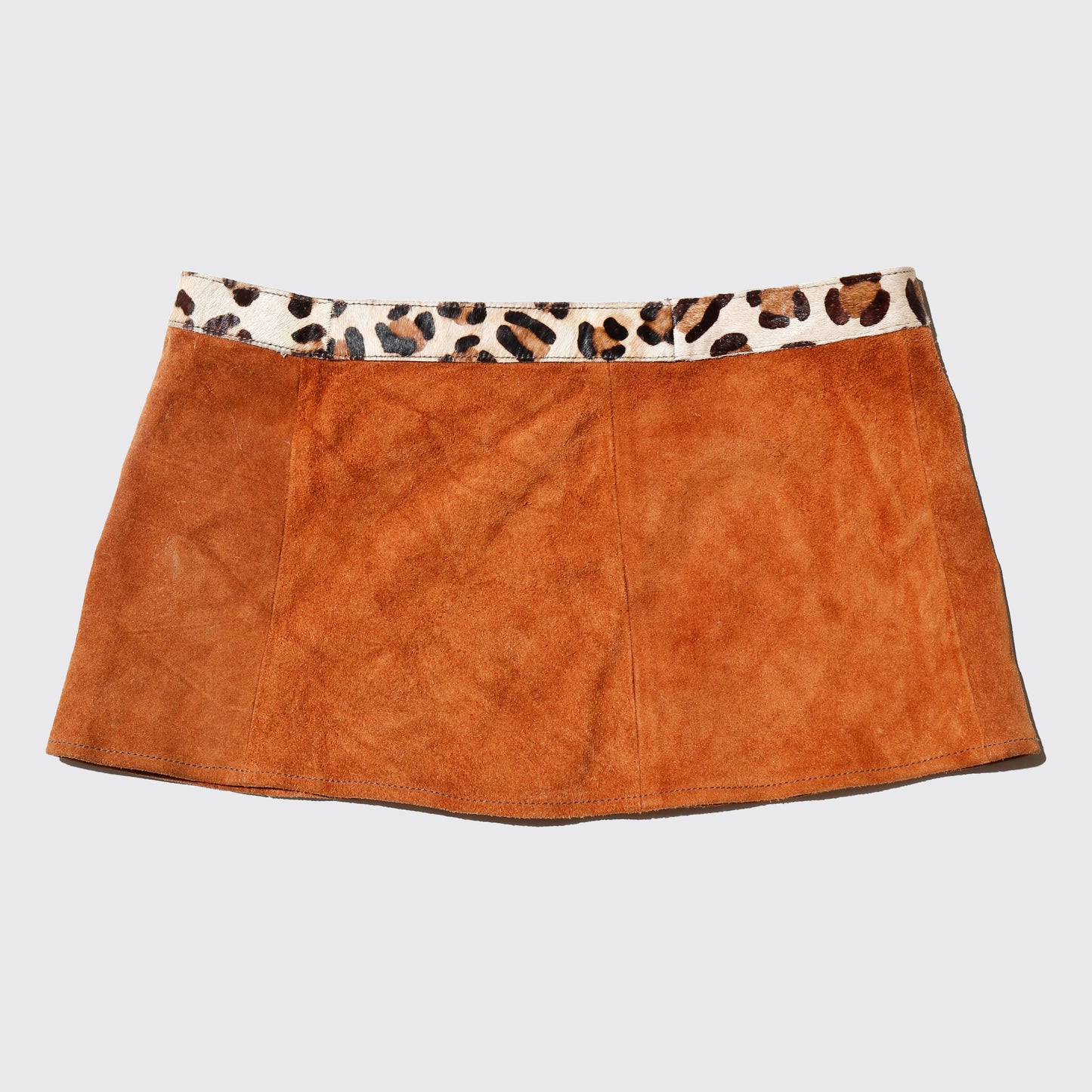 vintage unborn calf mix leather wrap skirt