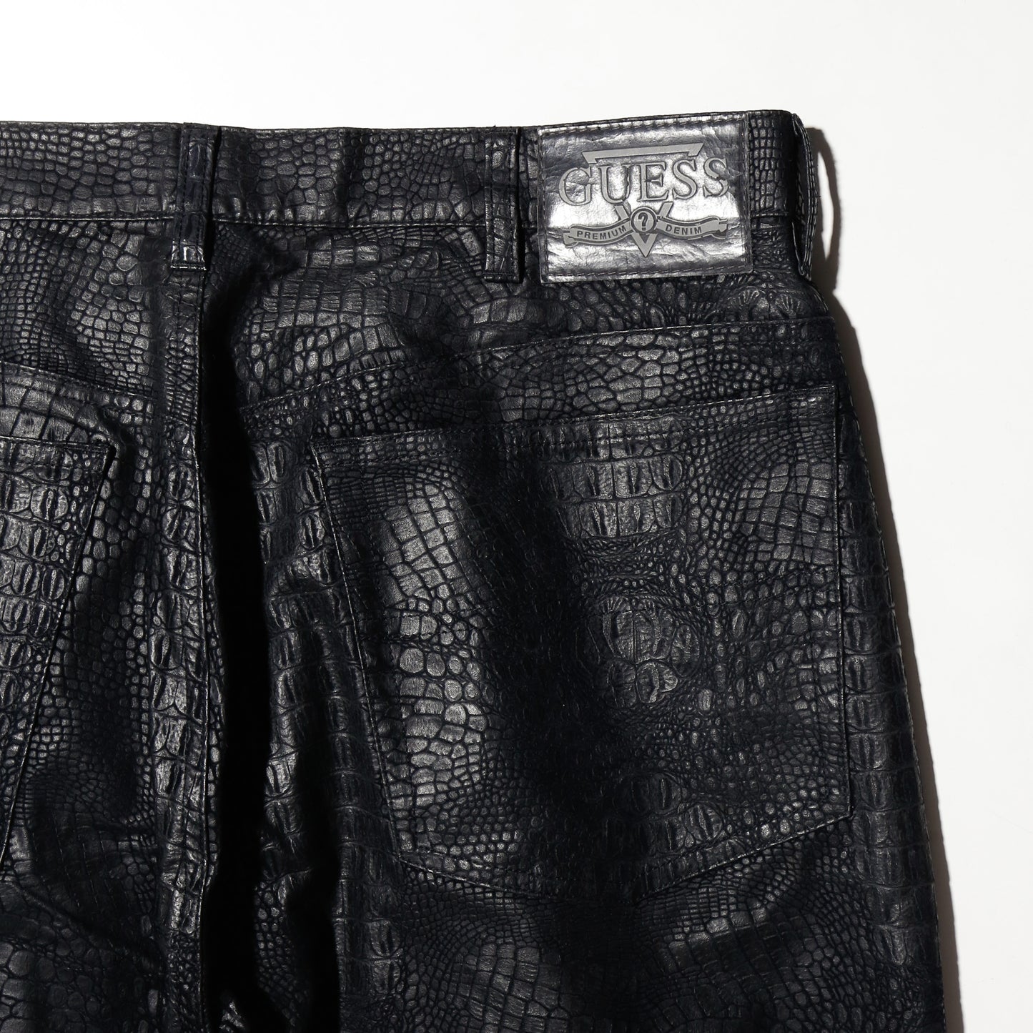 vintage guess center tuck faux croc trousers