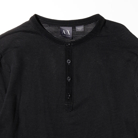 vintage 00's armani exchange henry neck border sheer l/s