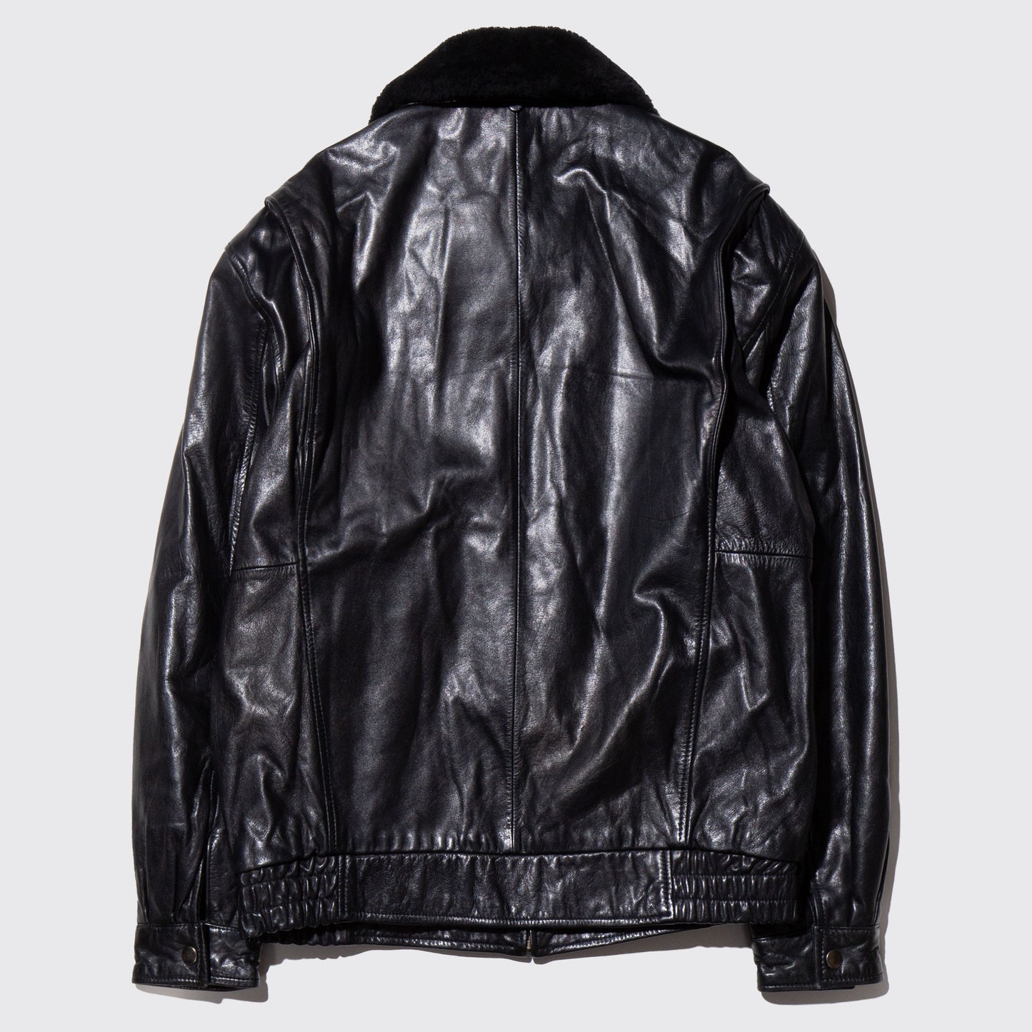 vintage boa leather jacket, detachable collar