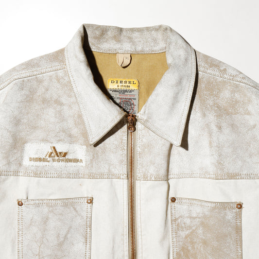 vintage 00's diesel distressed paint coveralls jacket