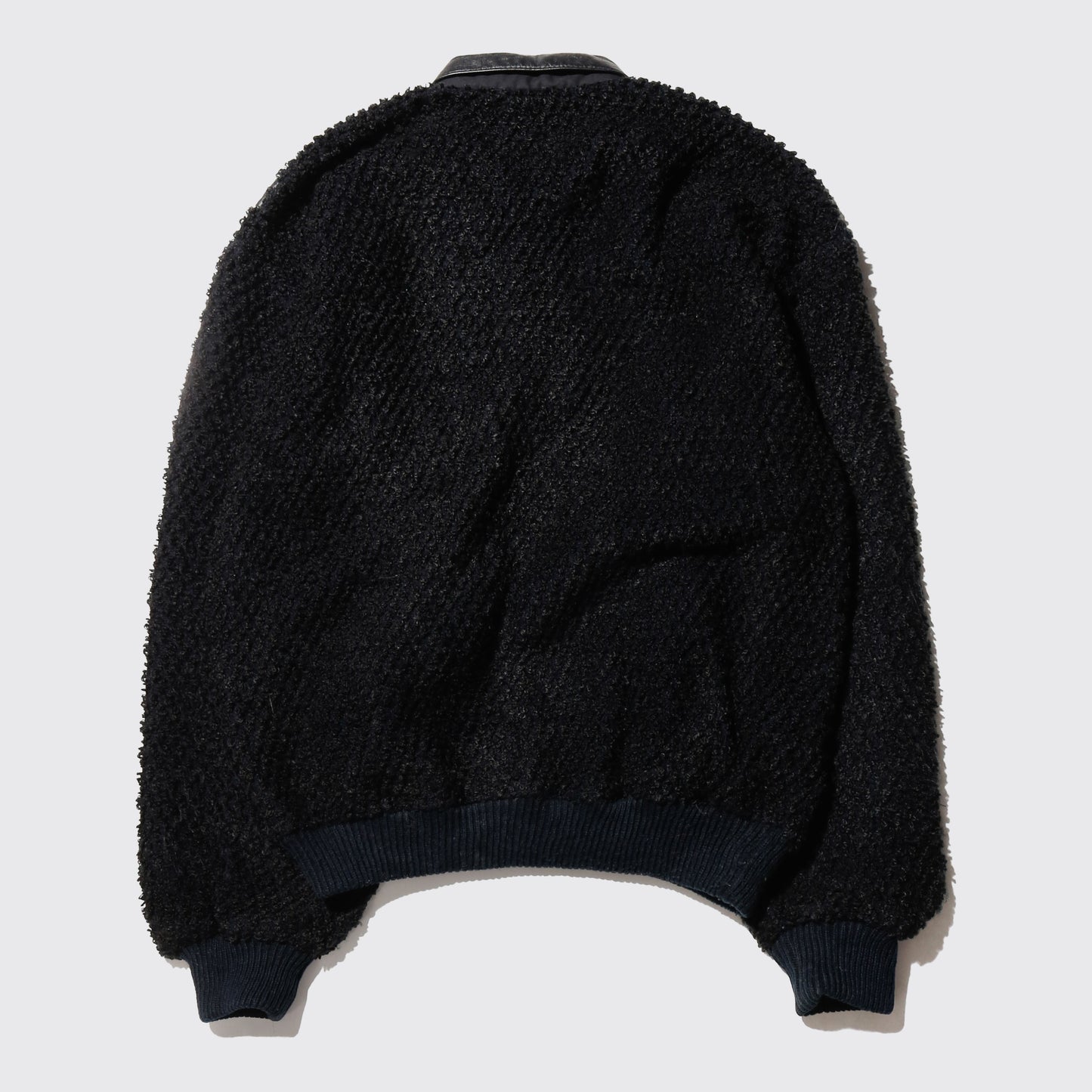 vintage euro leather taping chunky polo sweater