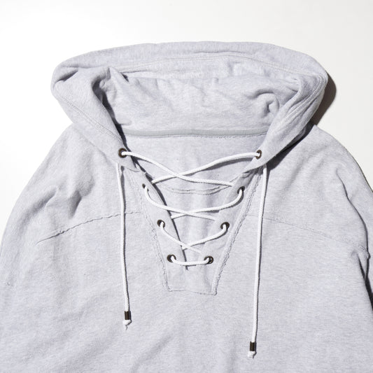 vintage lace up cotton hoodie