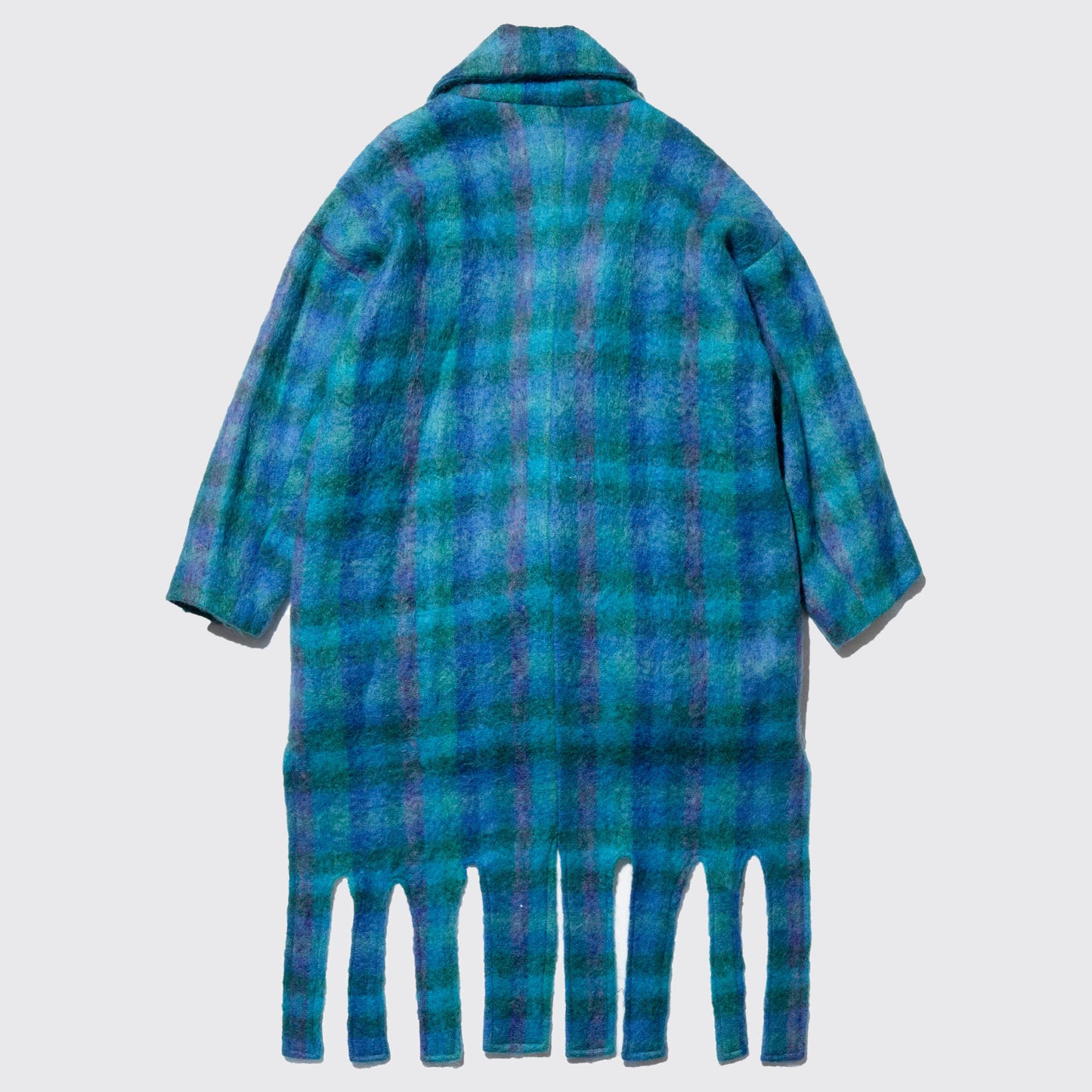 vintage monster fringe check mohair coat