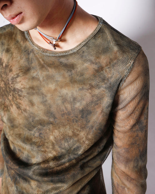vintage mesh layered acid cut sew
