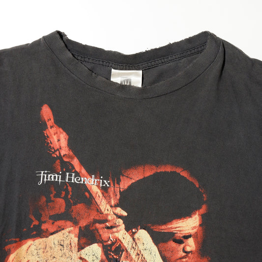vintage 90's Jimi Hendrix "live at woodstock" broken t-shirt