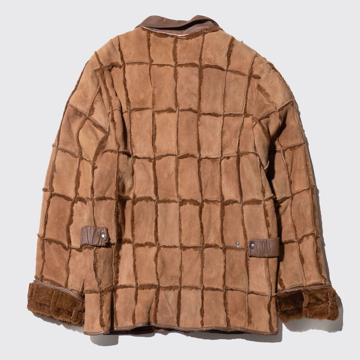 vintage patchwork shearling mouton jacket