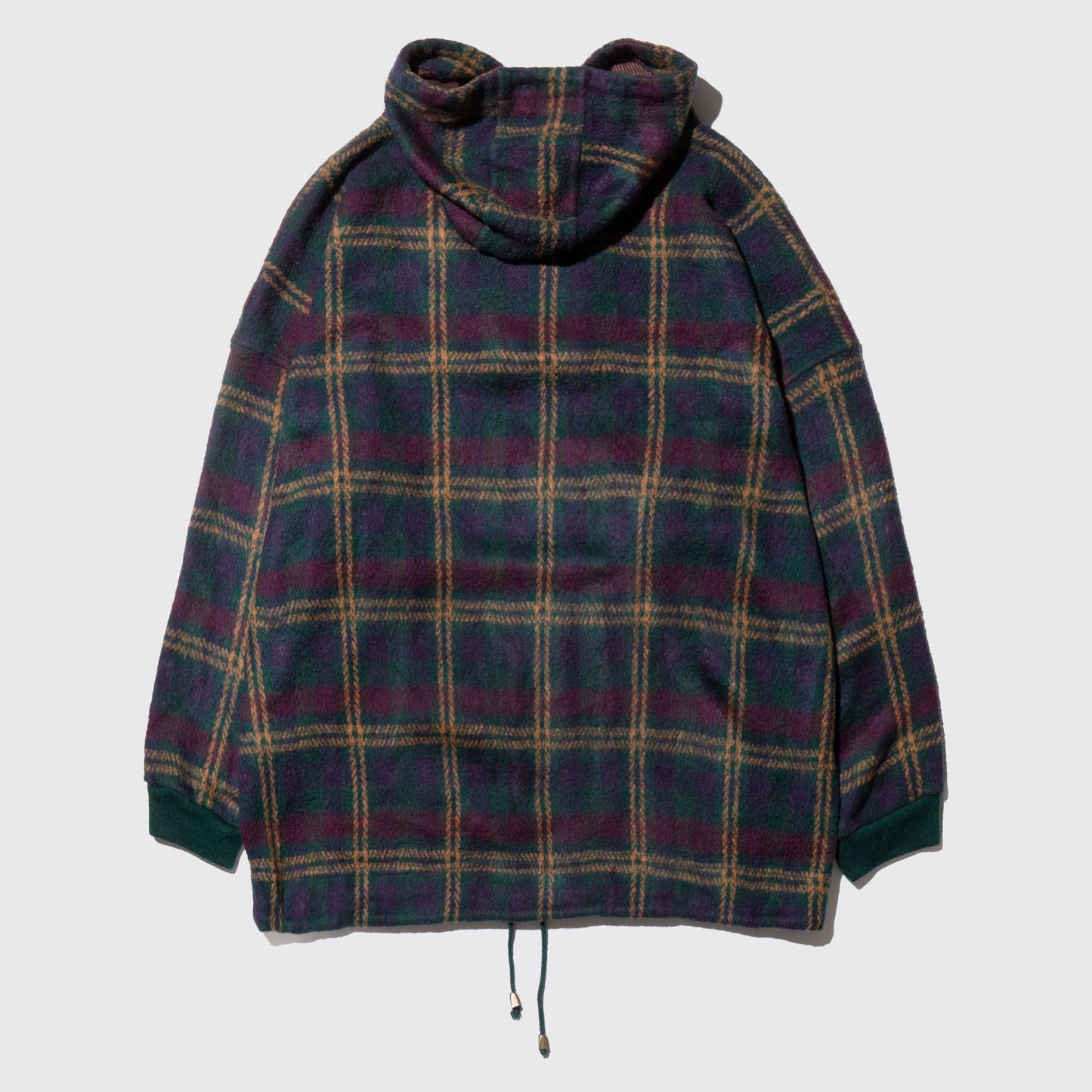 vintage check fleece half zip hoodie