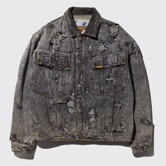 vintage broken acid trucker jacket