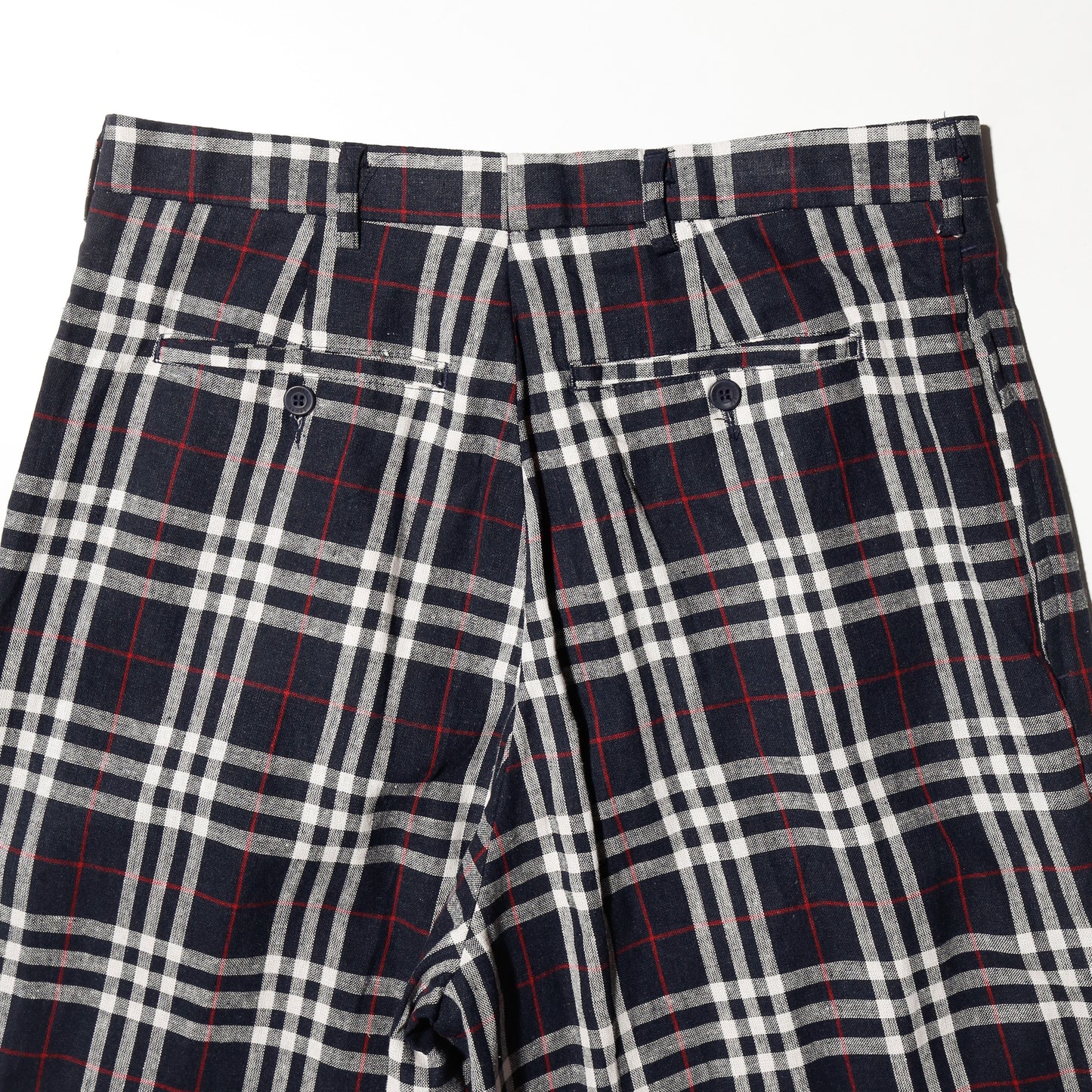 vintage nova check wide linen shorts