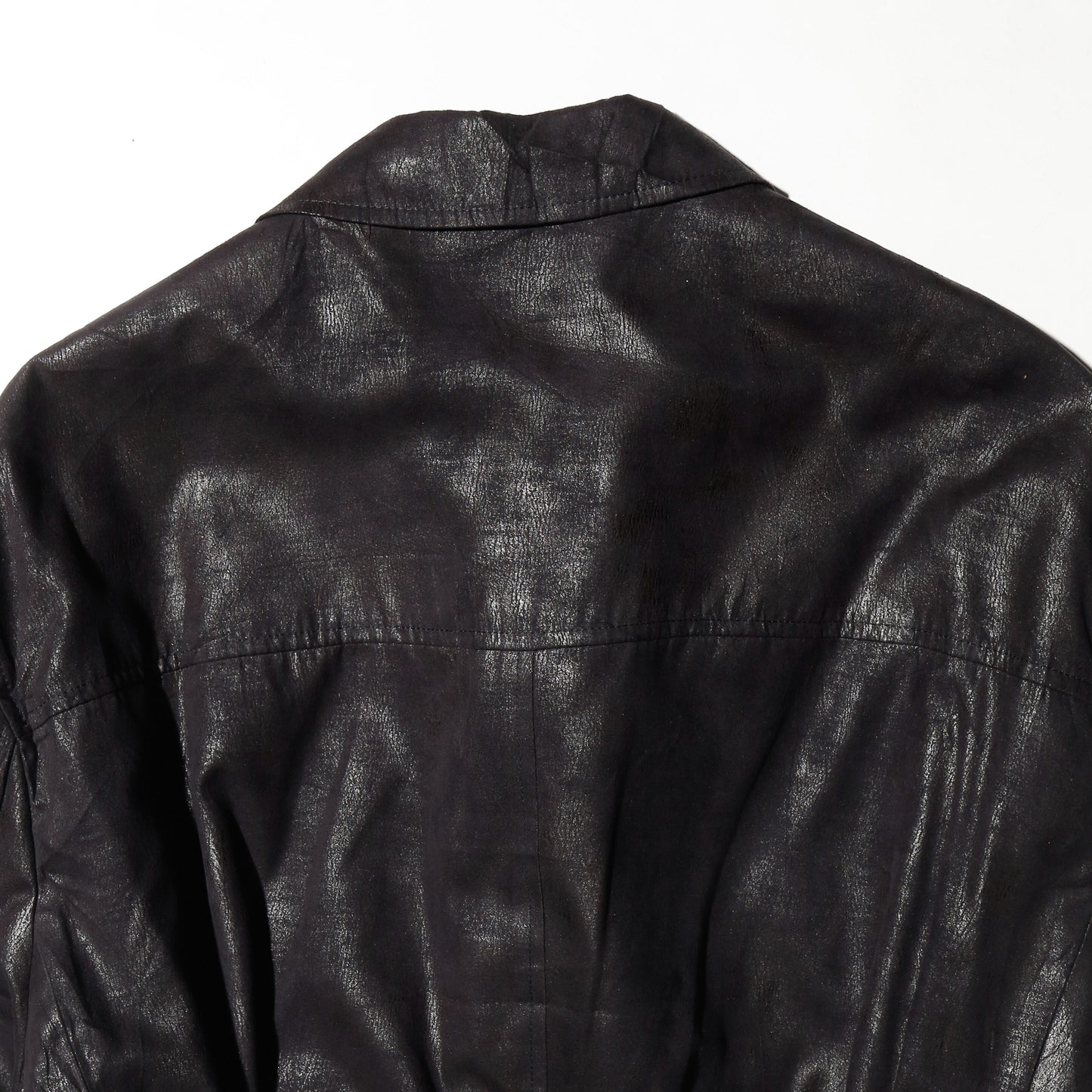 *one-off ribbed luster trucker jacket