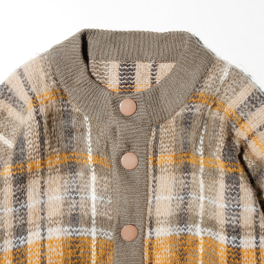 vintage check chunky cardigan