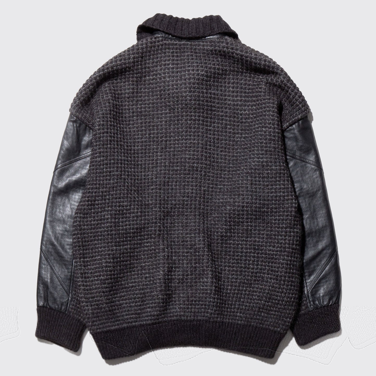 vintage euro leather combi knit jacket