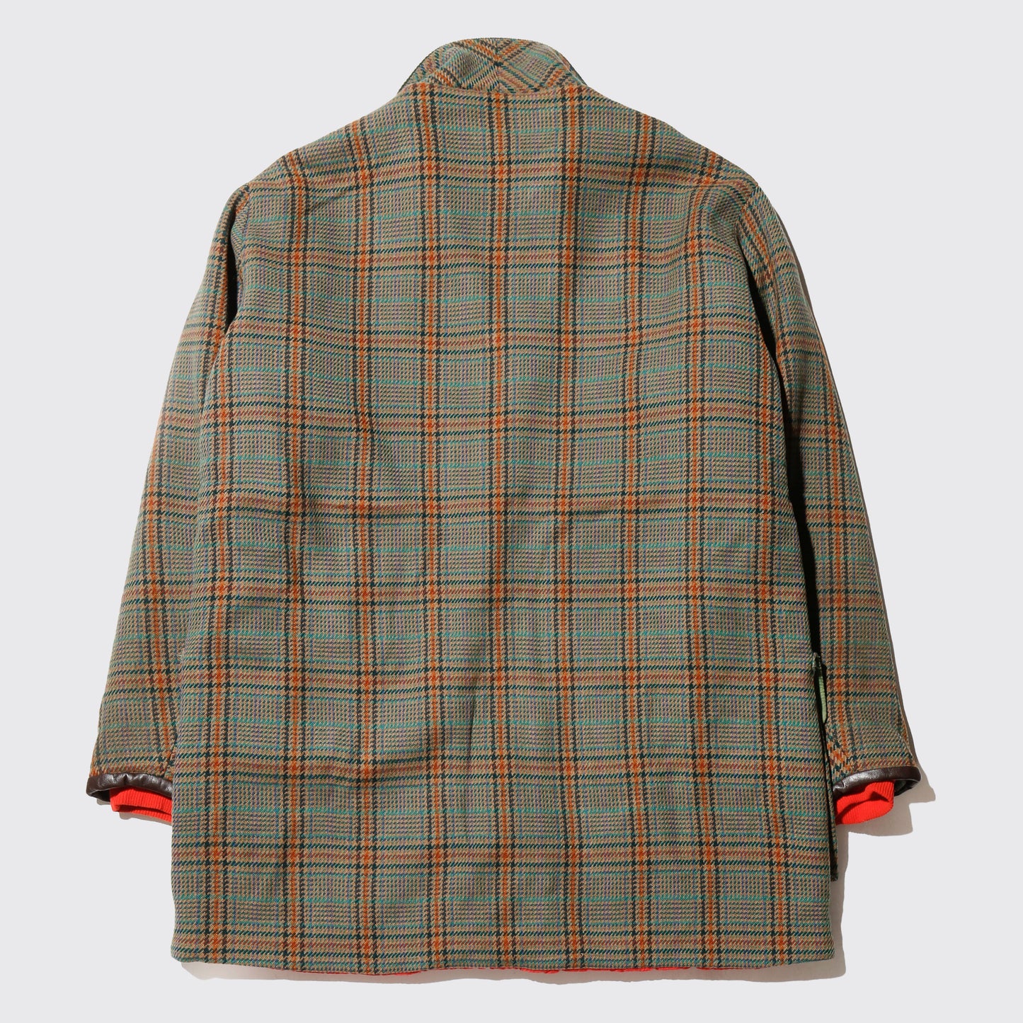vintage uk check wool storm jacket , with copper badge