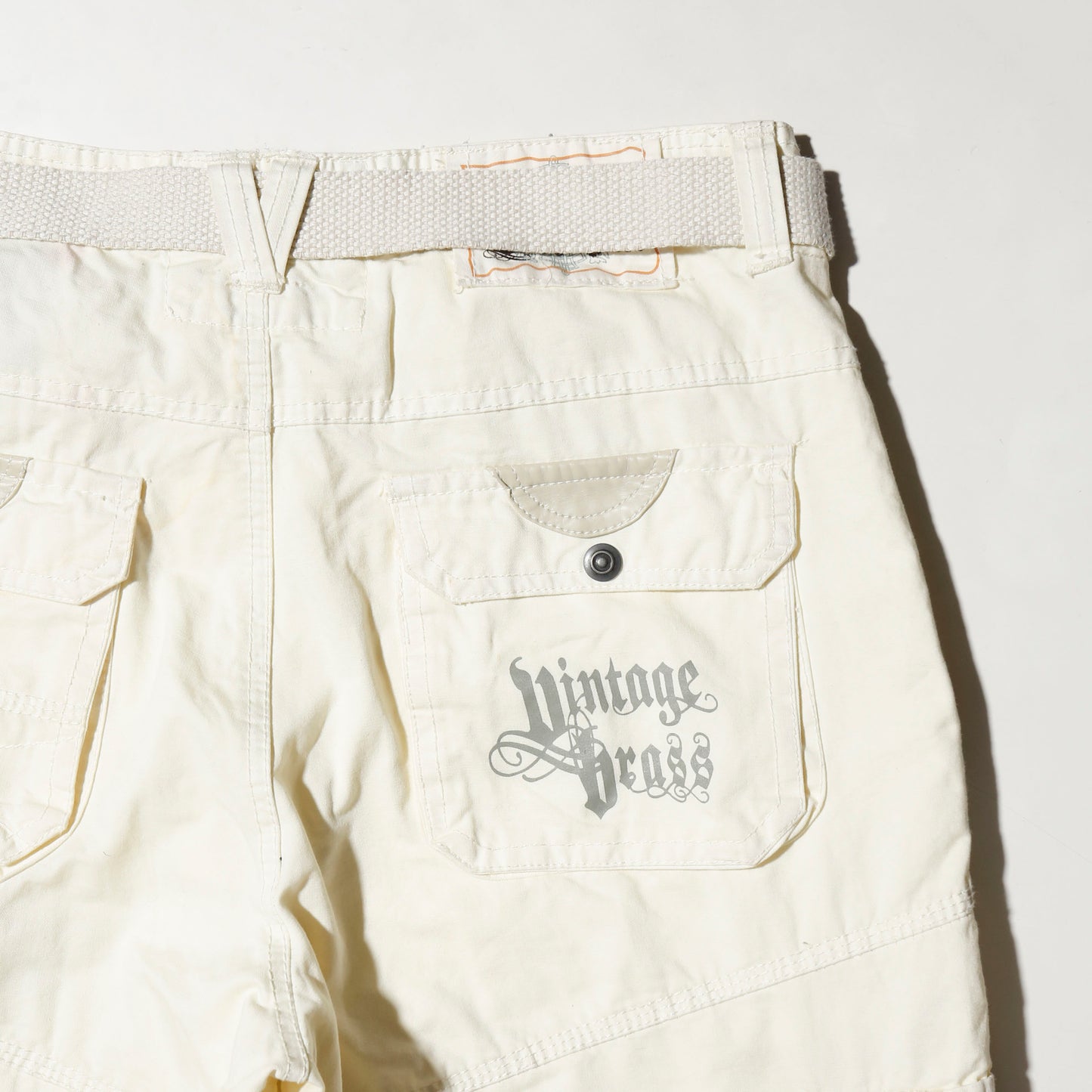 vintage belted utility cargo shorts