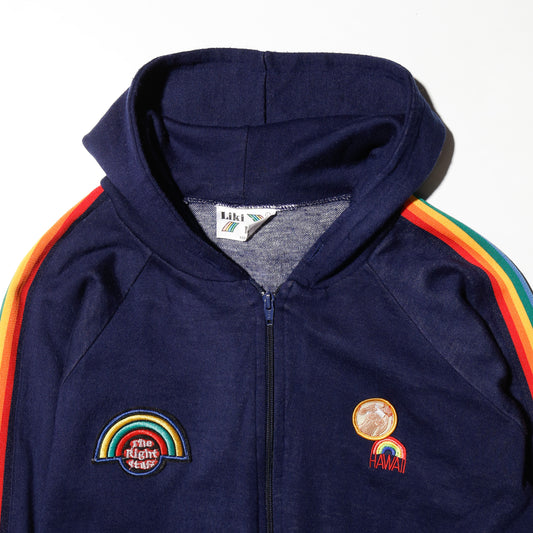 vintage patched rainbow track hoodie