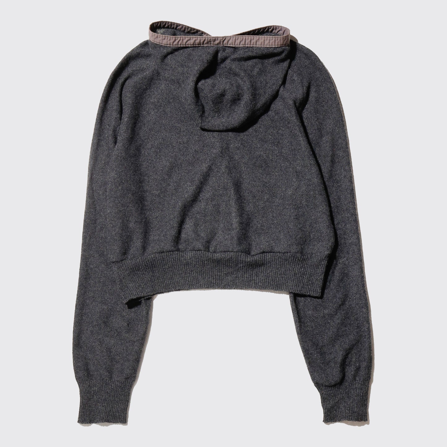 vintage cropped half button knit hoodie