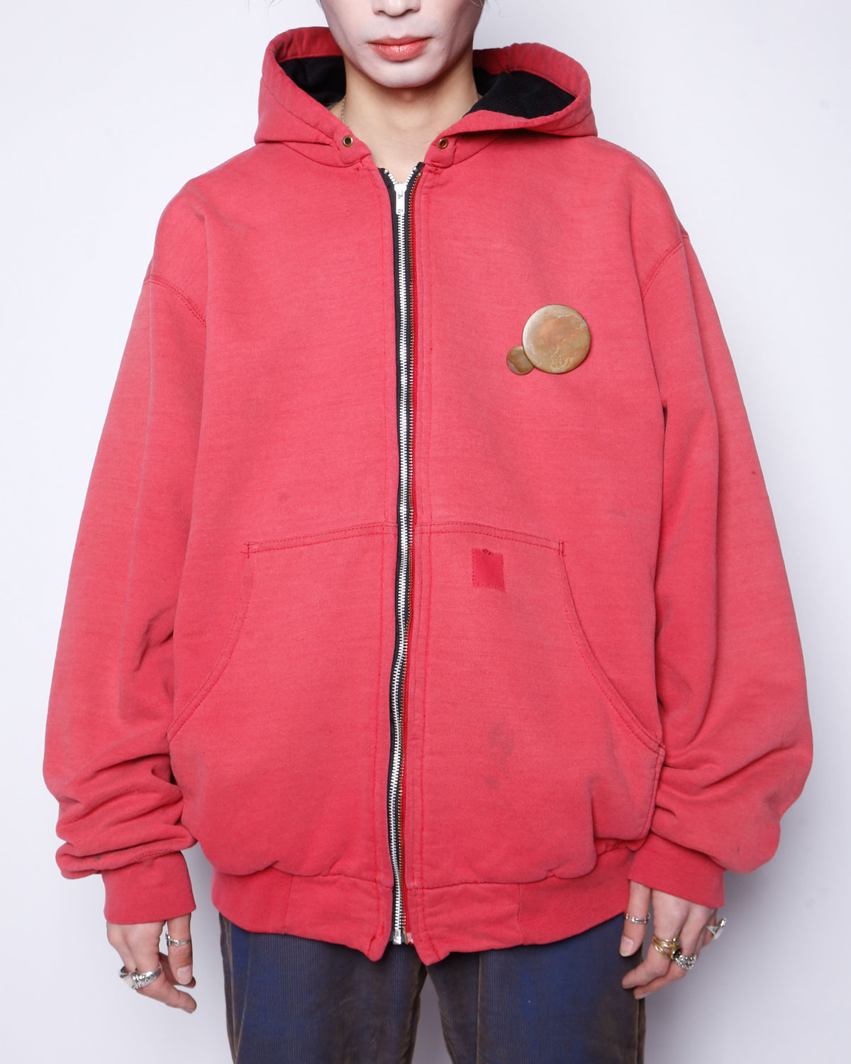 vintage carhartt faded active hoodie , with copper badge