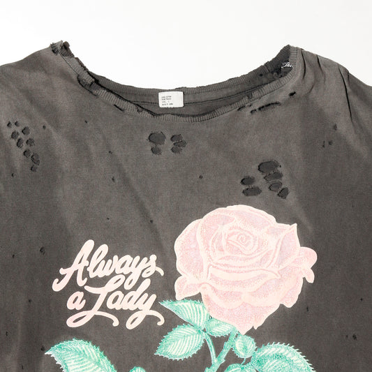 vintage 90's "always a lady california" rose broken t-shirt
