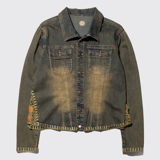 vintage lacing fade trucker jacket