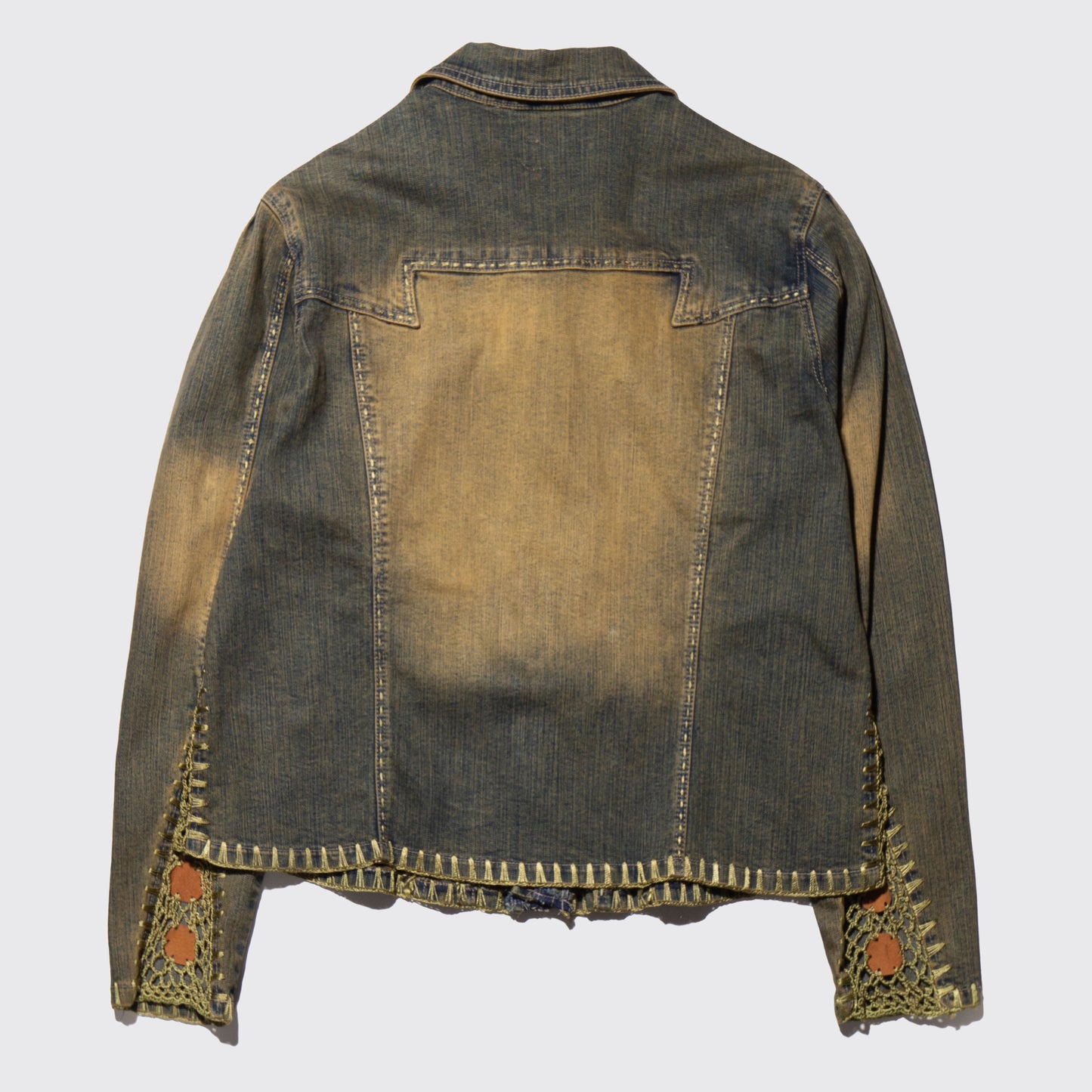 vintage lacing fade trucker jacket