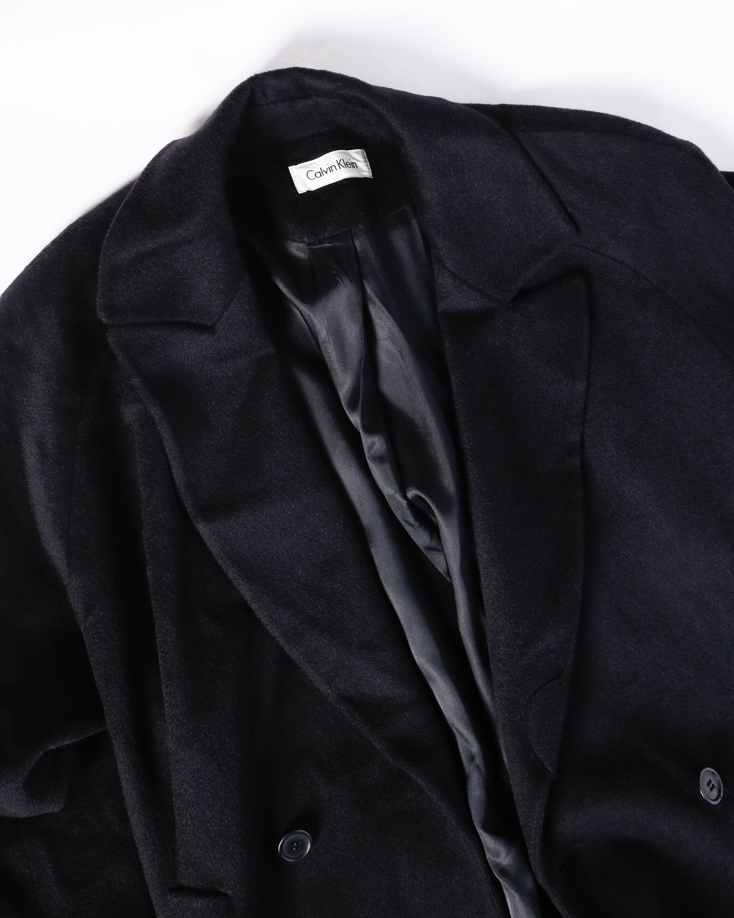 vintage calvin klein super long double breasted wool coat