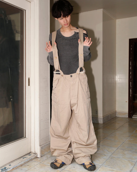 vintage 2008's Gianfranco FERRE wide fatigue pants , with suspender