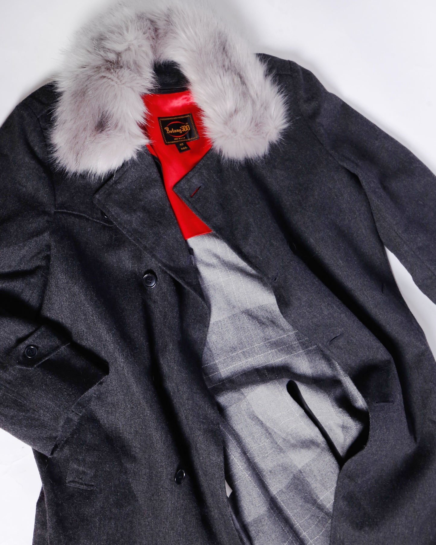 vintage with fur double breasted wool coat