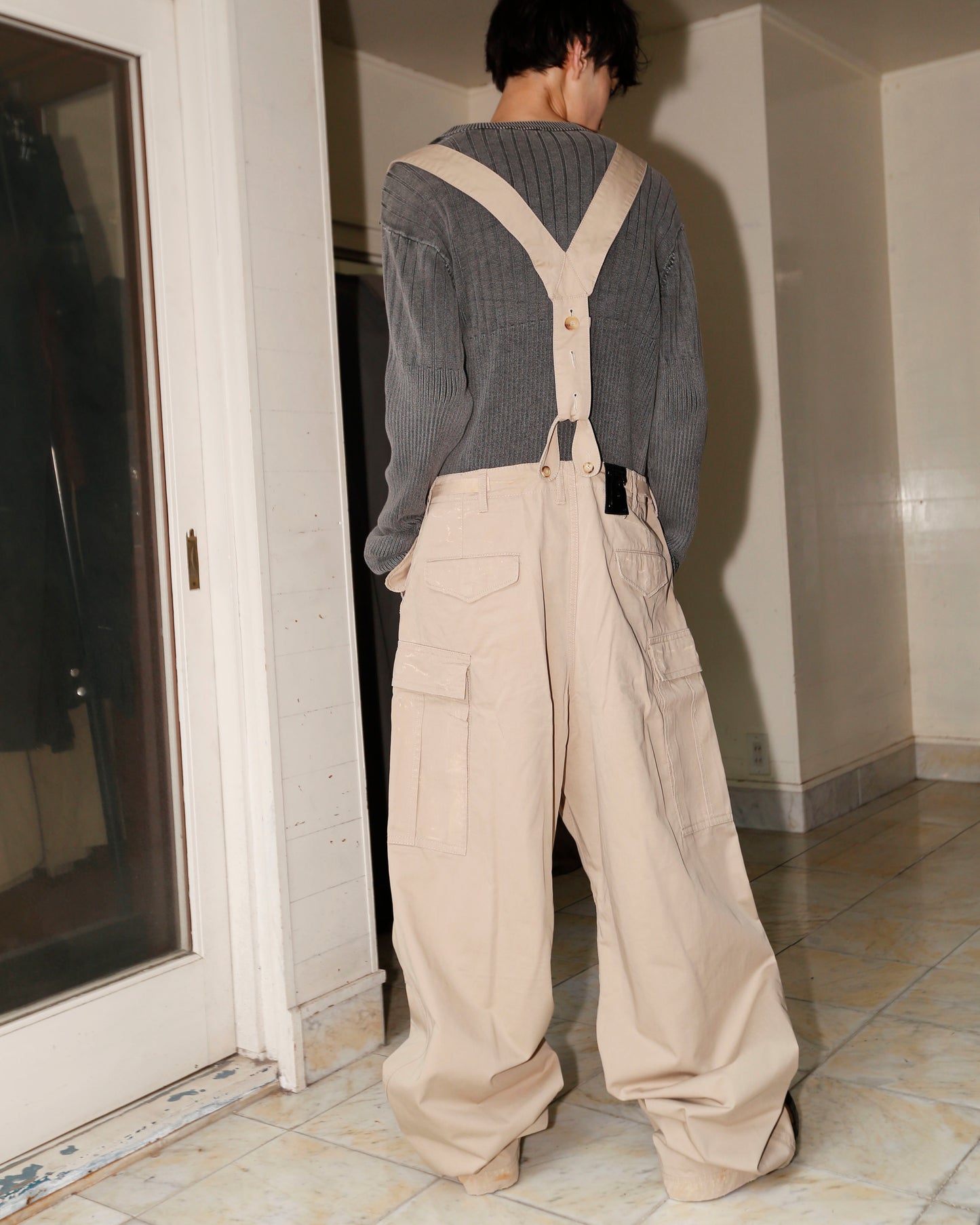 vintage 2008's Gianfranco FERRE wide fatigue pants , with suspender