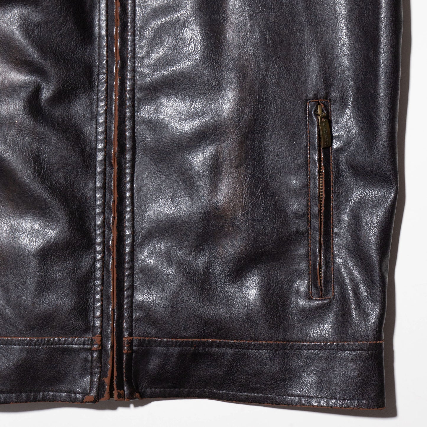 vintage back cross faux leather jacket