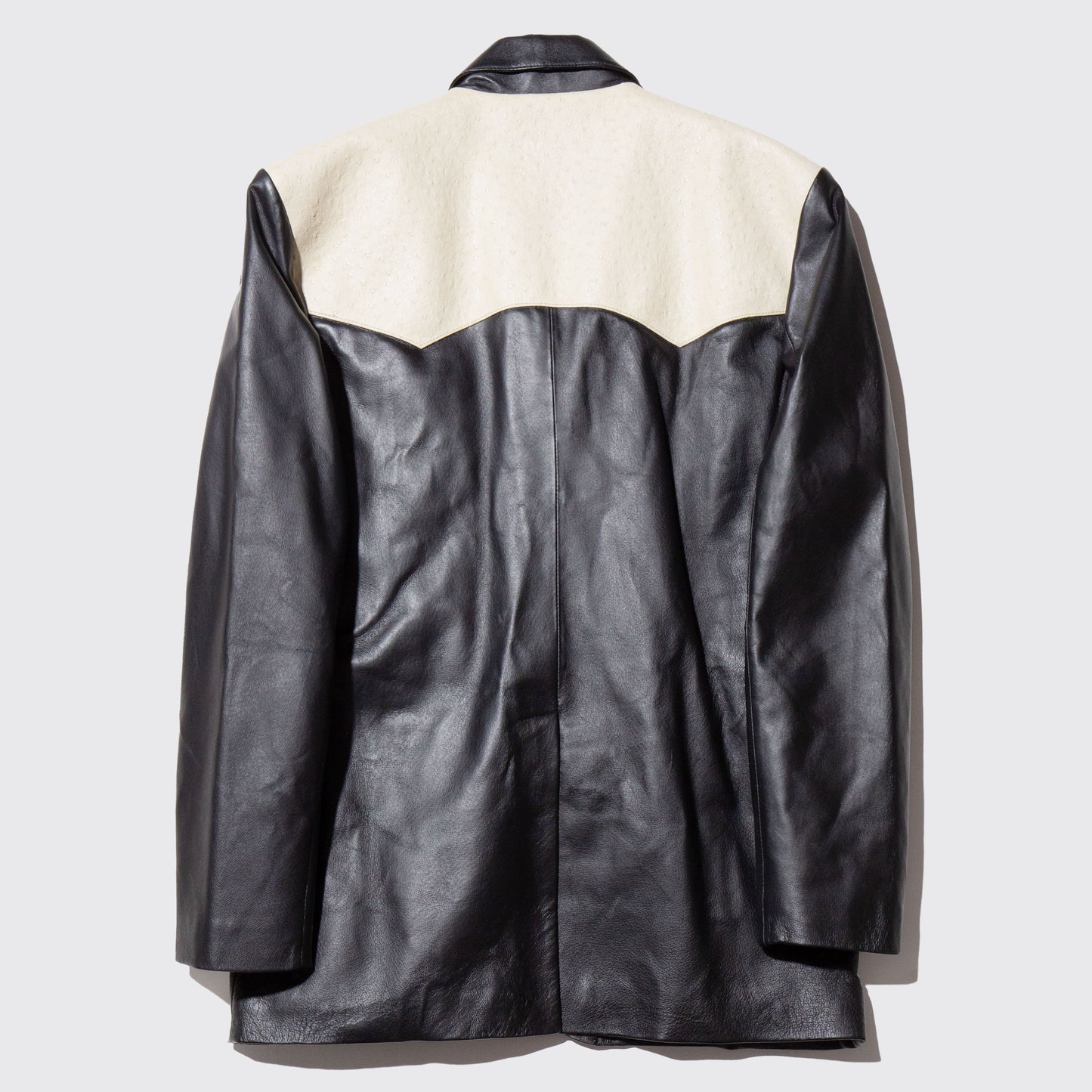 vintage orstrich yoke leather tailored jacket