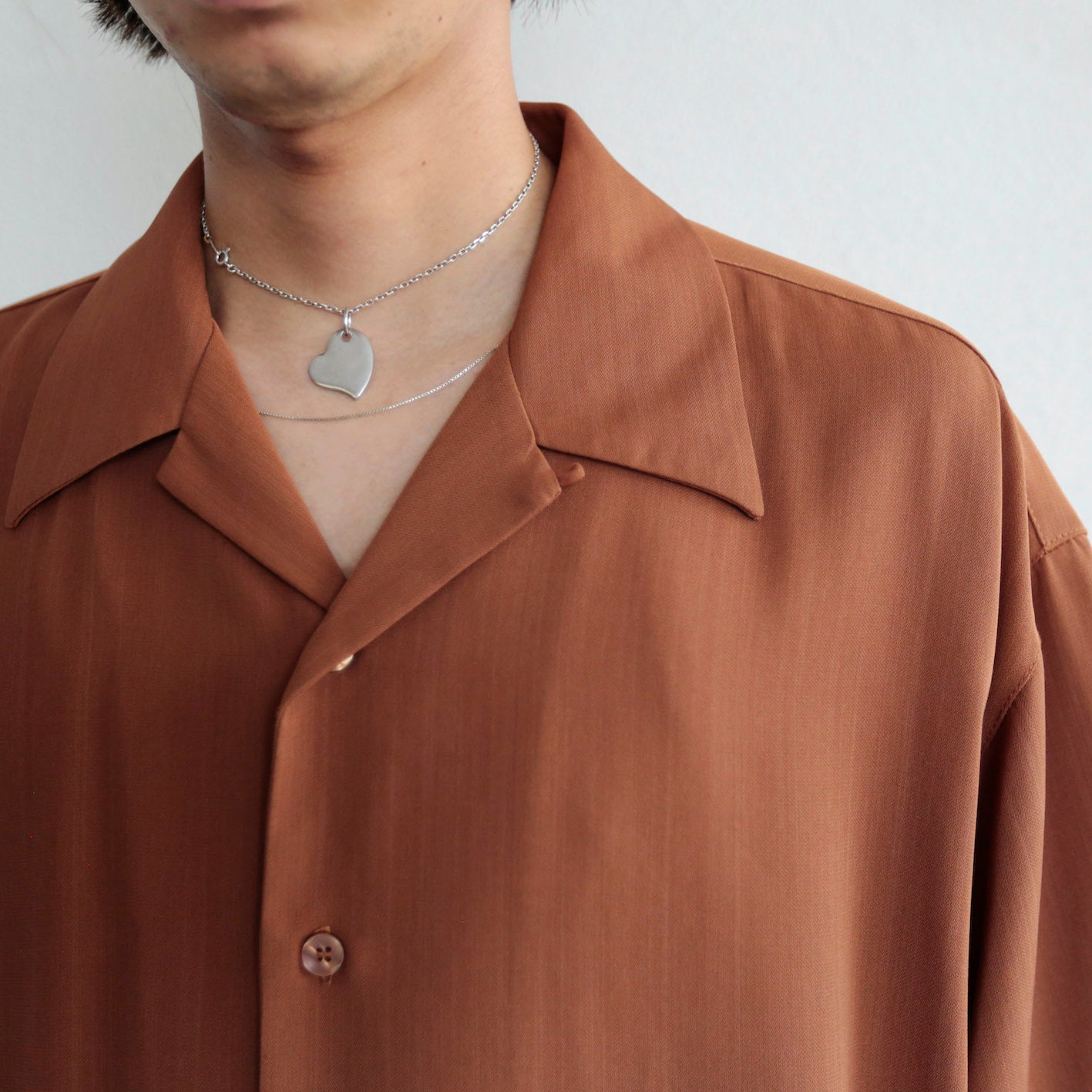 vintage open collar loose h/s shirt