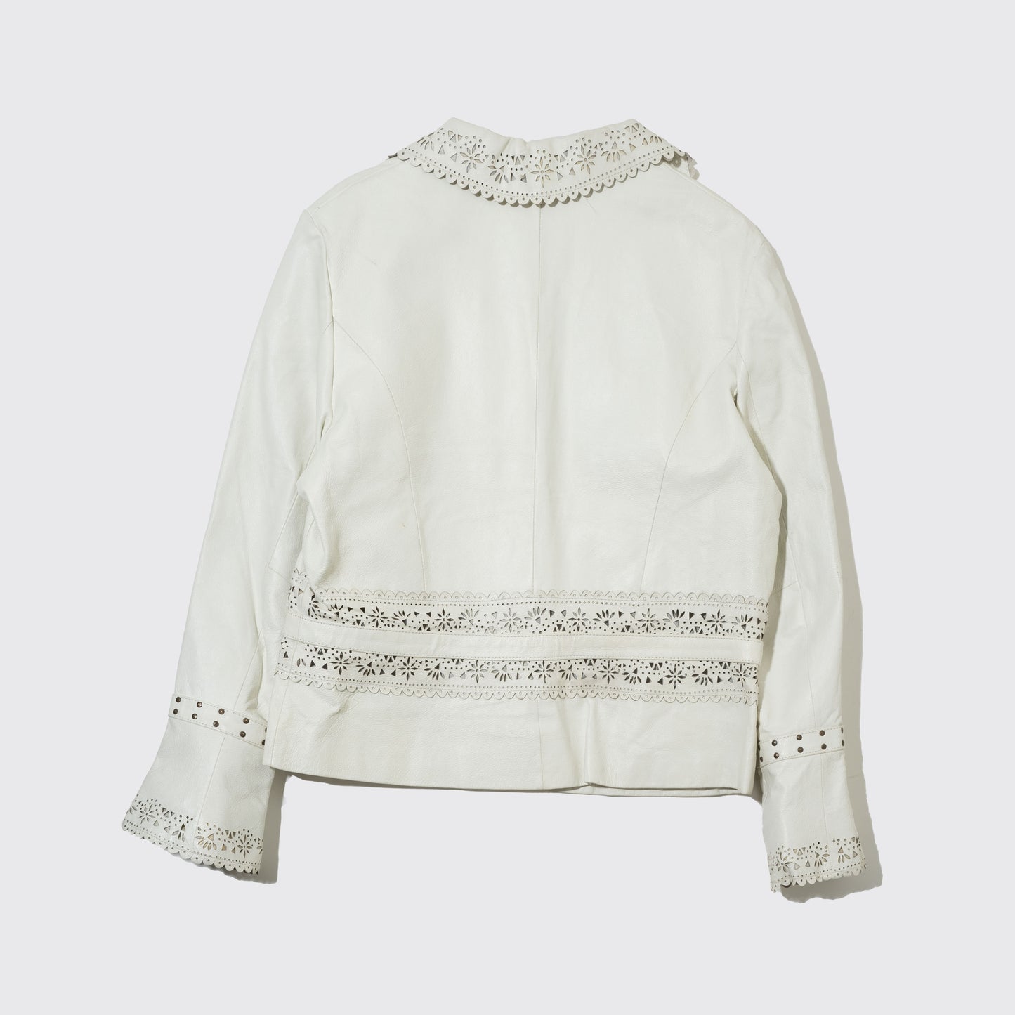 vintage lace cut leather jacket