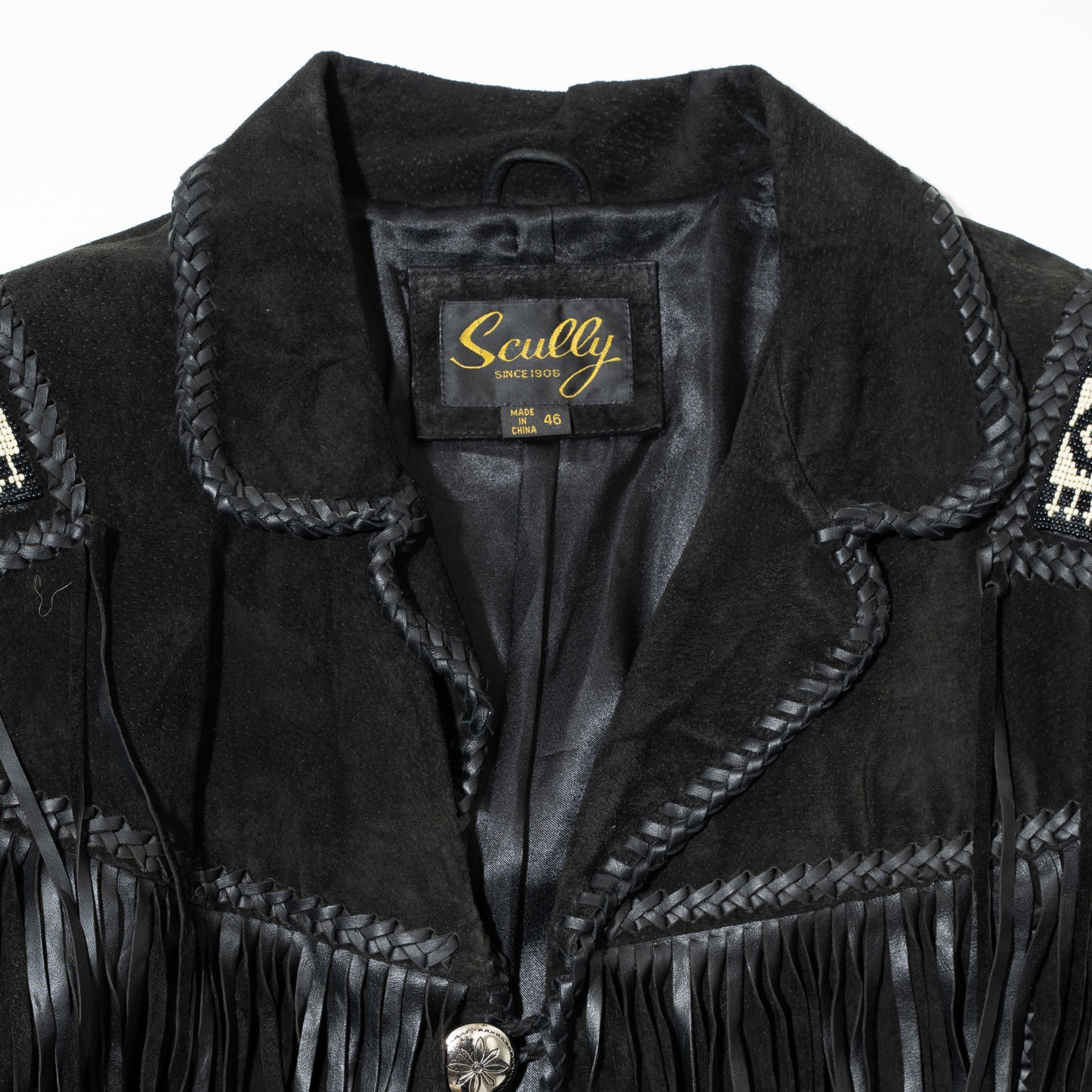 vintage fringe craft leather jacket