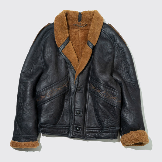 vintage shearling mouton aviator jacket