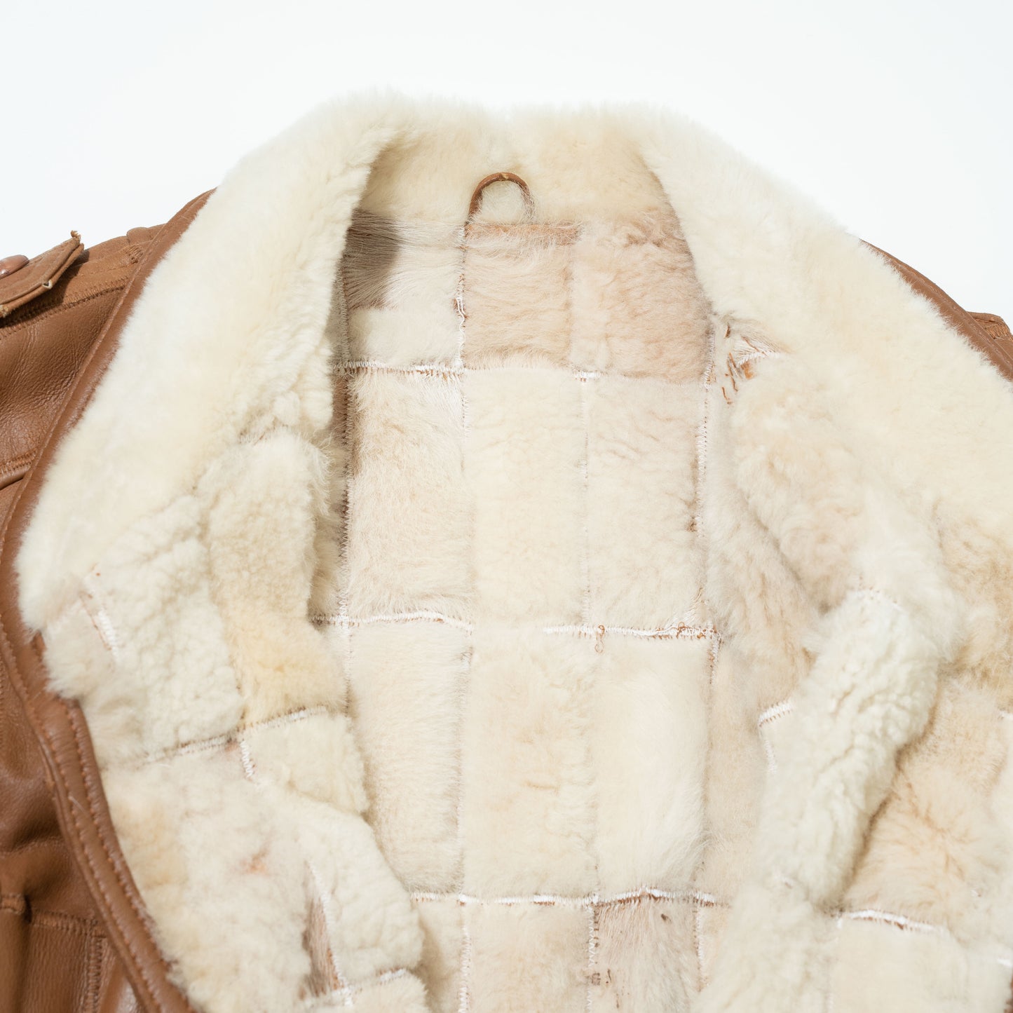 vintage patchwork shearling mouton jacket