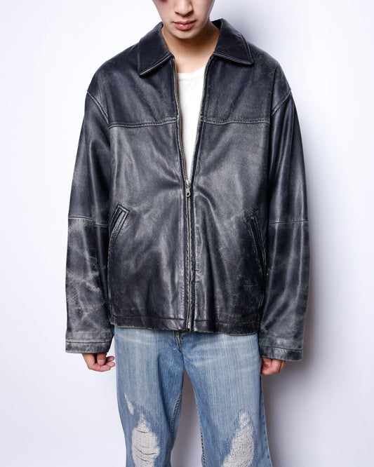 vintage 90's faded single leather jacket