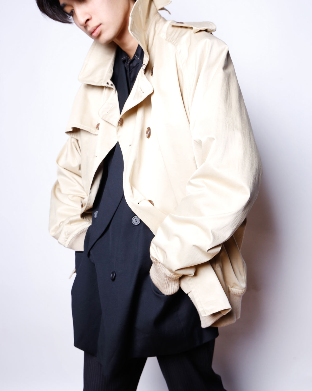 vintage sean john ribbed trench jacket