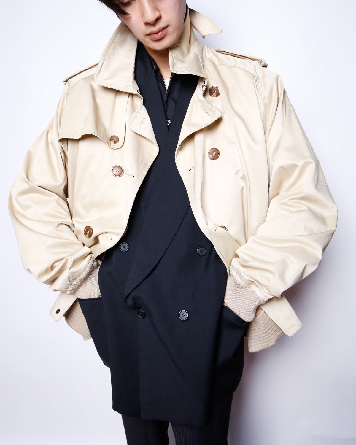 vintage sean john ribbed trench jacket