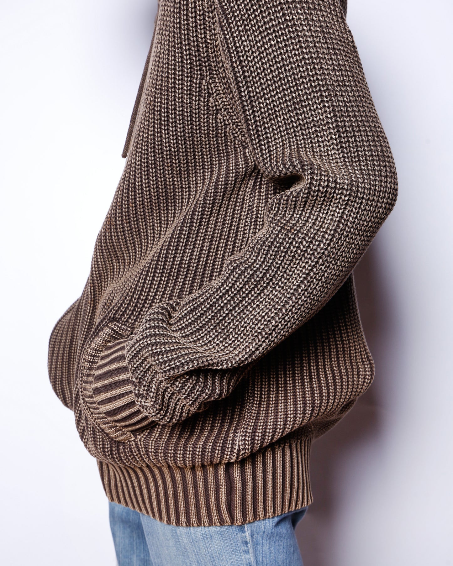 vintage acid rib knit boa hoodie