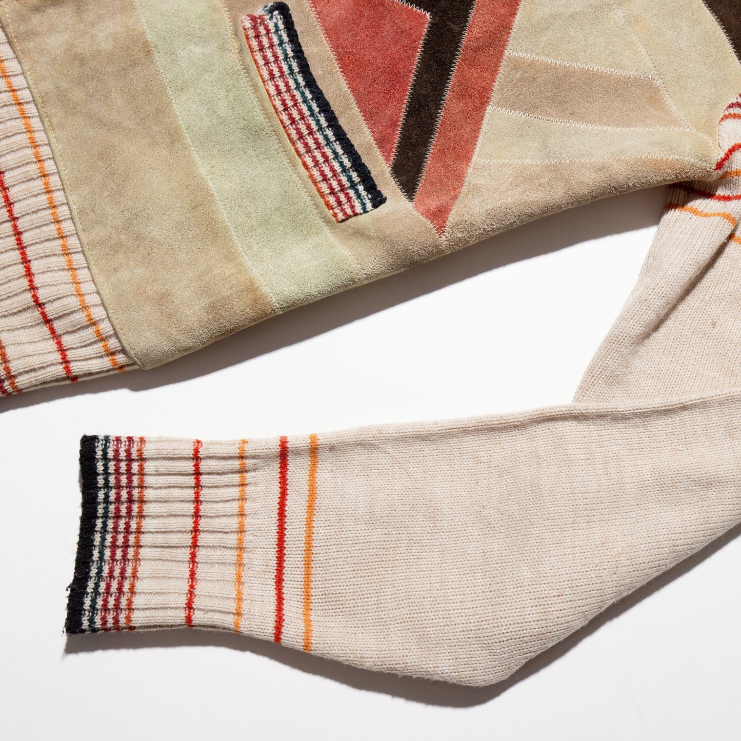 vintage suede combi knit jacket