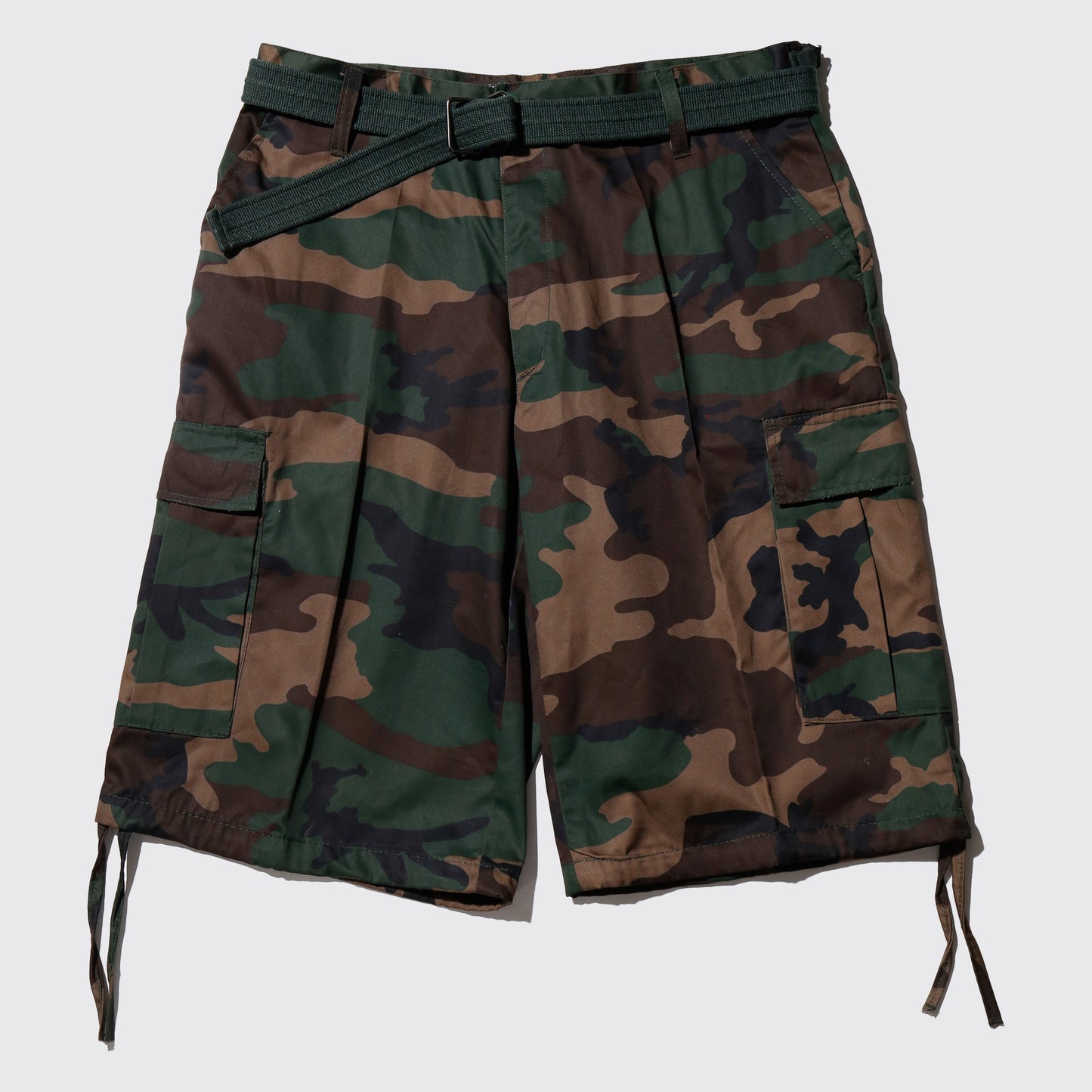 vintage belted wide camoflage shorts